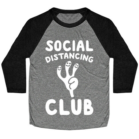 Social Distancing Club White Print Baseball Tee