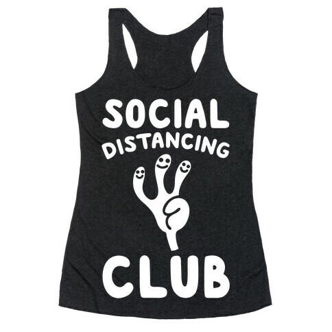 Social Distancing Club White Print Racerback Tank Top