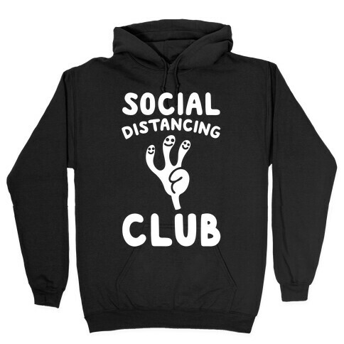 Social Distancing Club White Print Hooded Sweatshirt