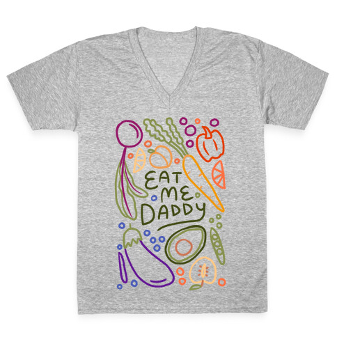 Eat Me Daddy Garden Pattern V-Neck Tee Shirt