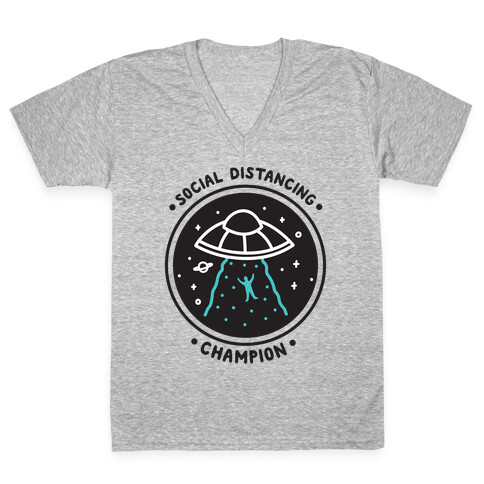 Social Distancing Champion UFO V-Neck Tee Shirt