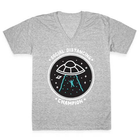 Social Distancing Champion UFO V-Neck Tee Shirt
