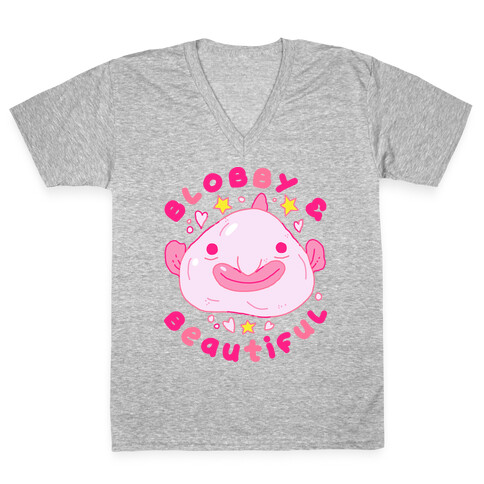 Blobby & Beautiful  V-Neck Tee Shirt