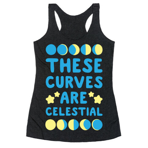 These Curves Are Celestial White Print Racerback Tank Top