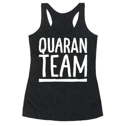 Quaranteam White Print Racerback Tank Top