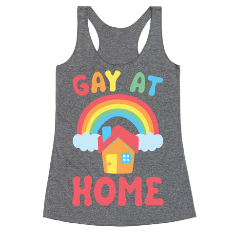 Gay At Home White Print Racerback Tank Top