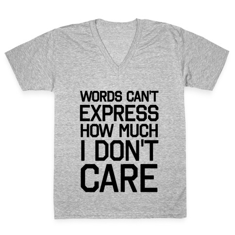 Words Can't Express How Much I Don't Care V-Neck Tee Shirt