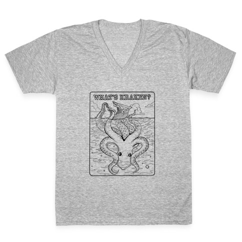 What's Kraken (Litho Style) V-Neck Tee Shirt