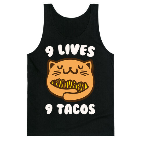 9 Lives 9 Tacos White Print Tank Top