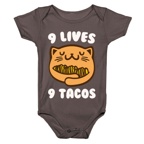 9 Lives 9 Tacos White Print Baby One-Piece