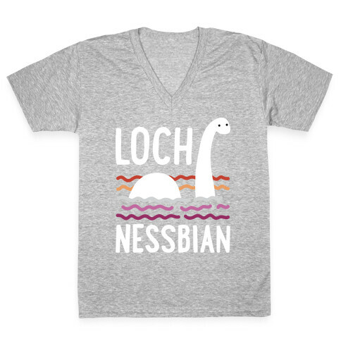 Loch Nessbian Lesbian V-Neck Tee Shirt