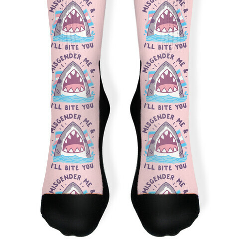 Misgender Me & I'll Bite You (Trans Flag) Sock