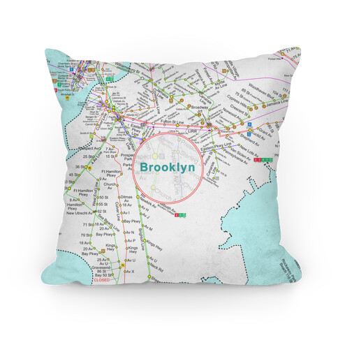 Brooklyn Transit Map Pillow