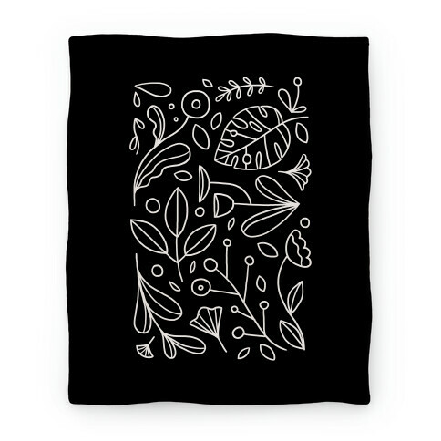 Black and White Plant Pattern Blanket