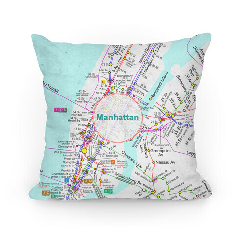 Manhattan Transit Map Pillow