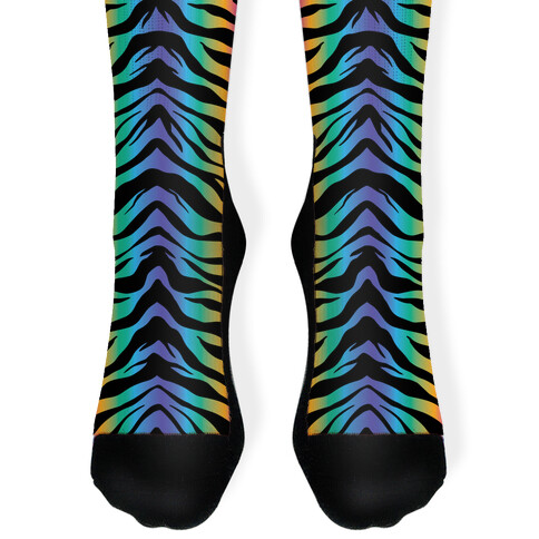 Tiger Stripe Rainbow 90s Pattern Sock