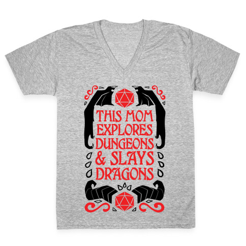 This Mom Explores Dungeons And Slays Dragons V-Neck Tee Shirt