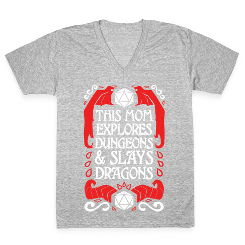 This Mom Explores Dungeons And Slays Dragons V-Neck Tee Shirt