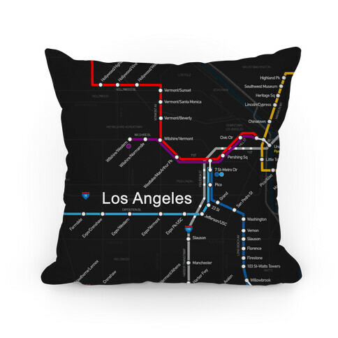 Los Angeles Transit Map Pillow