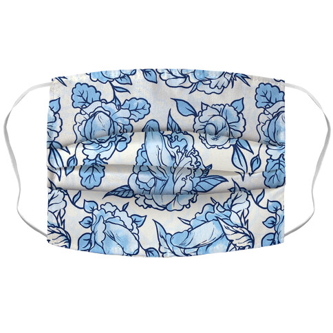 Floral Penis Pattern Blue Accordion Face Mask