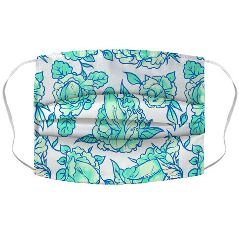 Floral Penis Pattern Teal Accordion Face Mask