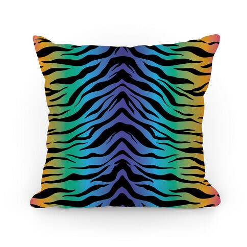 Tiger Stripe Rainbow 90s Pattern Pillow