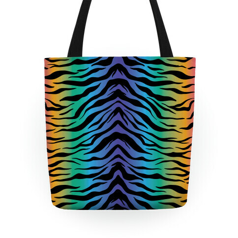 Tiger Stripe Rainbow 90s Pattern Tote