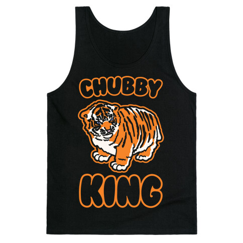 Chubby King Tiger Parody White Print Tank Top