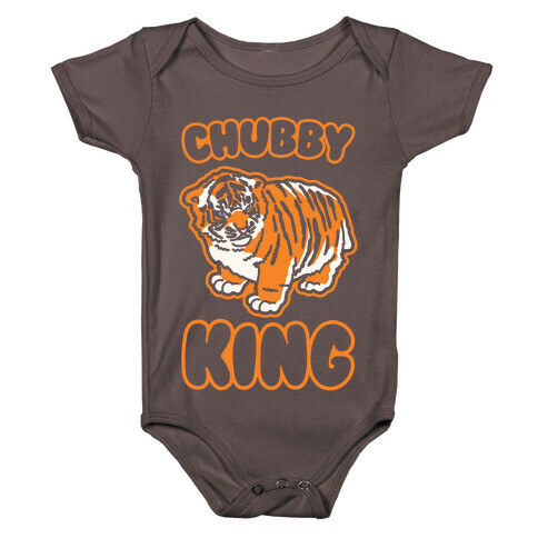 Chubby King Tiger Parody White Print Baby One-Piece