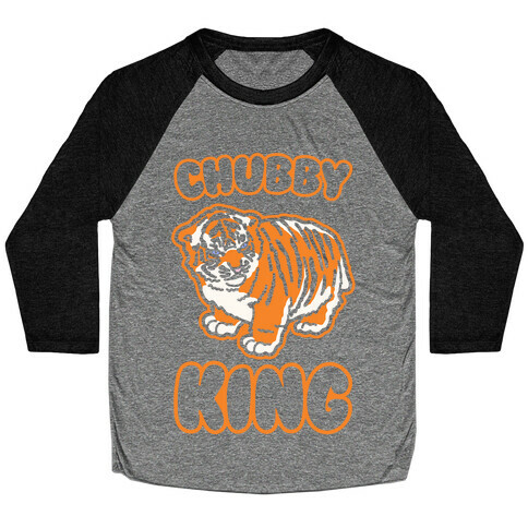 Chubby King Tiger Parody White Print Baseball Tee