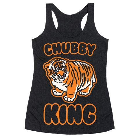 Chubby King Tiger Parody White Print Racerback Tank Top