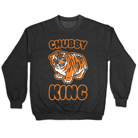 Chubby King Tiger Parody White Print Pullover