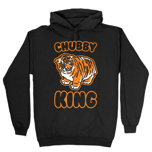 Chubby King Tiger Parody White Print Hooded Sweatshirt