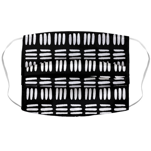 Dashed Lines Black and White Boho Pattern Accordion Face Mask