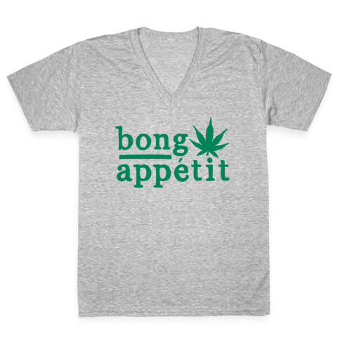 Bong Appetit Parody White Print V-Neck Tee Shirt