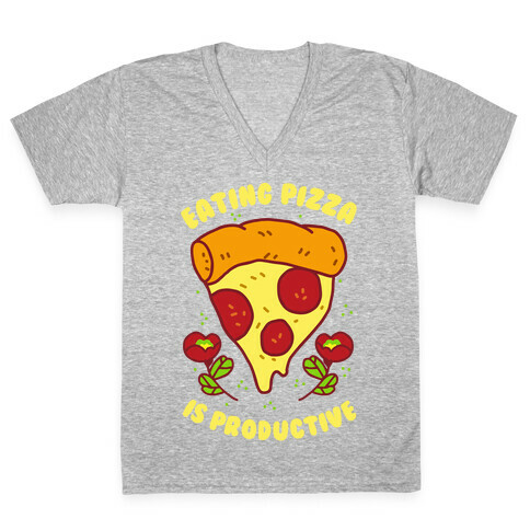 Eating Pizza Is Productive V-Neck Tee Shirt