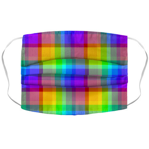 Rainbow Plaid Accordion Face Mask