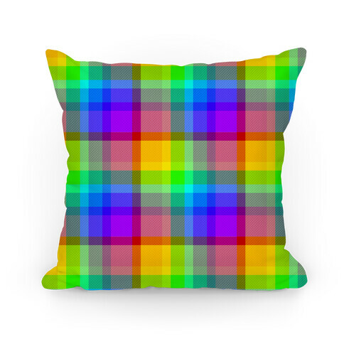 Rainbow Plaid Pillow