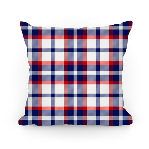 Red white and blue Plaid Pillow