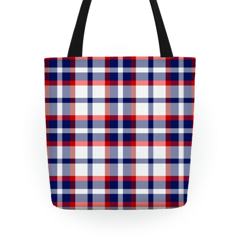 Red white and blue Plaid Tote