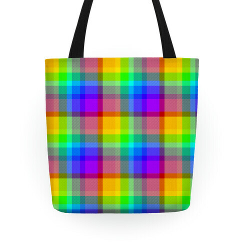 Rainbow Plaid Tote