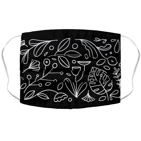 Black and White Plant Pattern Accordion Face Mask