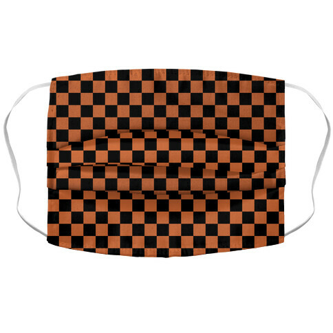 Checkered Black and Rust Orange Accordion Face Mask