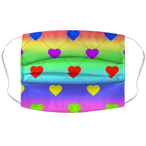 Simple Heart Pattern rainbow Accordion Face Mask