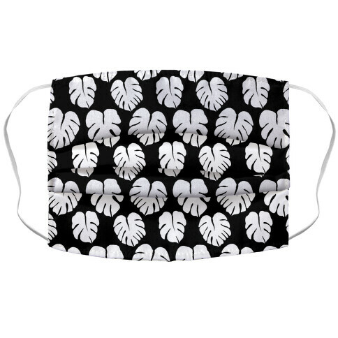 Monstera Simple Boho Pattern Black and White Accordion Face Mask