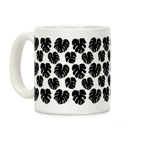 Monstera Simple Boho Pattern Black and White Coffee Mug