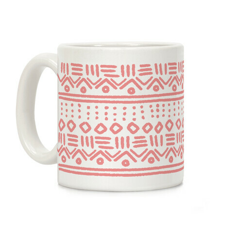 Abstract Geometric Coral Pink Boho Pattern Coffee Mug