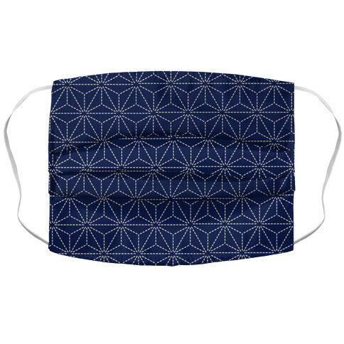 Sashiko Asanoha (Classic Indigo) Accordion Face Mask