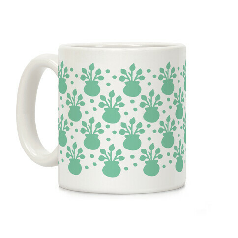 Potted Plant Boho Pattern Sea Foam Green Coffee Mug