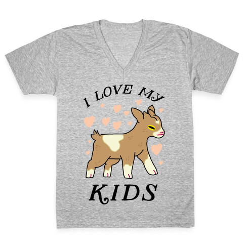 I Love My Kids (Goat)  V-Neck Tee Shirt